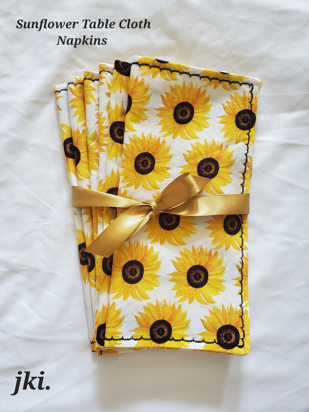 Sunflower Print Table Cloth Napkins 6/Lots